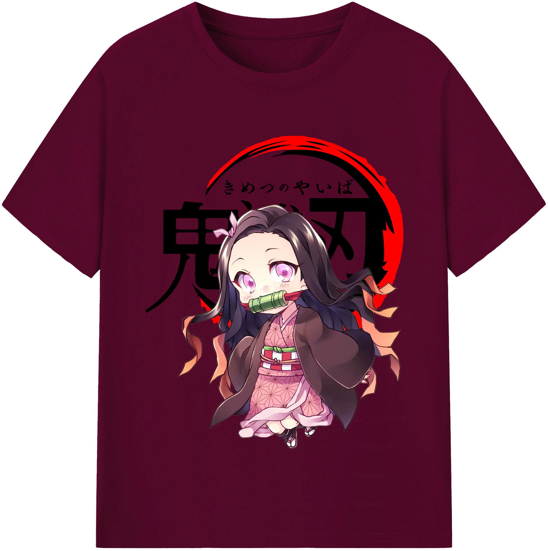 （画像用） 鬼滅の刃（きめつのやいば）竈門 禰󠄀豆子／かまど ねずこ Kamado Nezuko レディースカジュアルプリントTシャツ（綿100％）